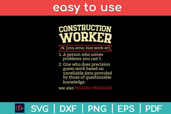 Construction Worker Funny Definition Svg for Graphics and Crafts