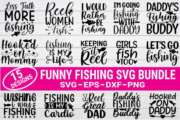 Funny Fishing SVG Bundle for Graphics and Crafts